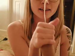 nerdy blondie prick sperm