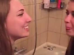 two lesbians bathroom kissing