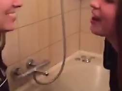 two lesbians bathroom kissing