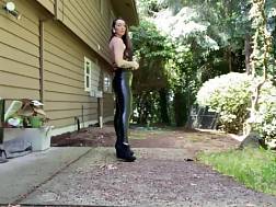 leather leggings creamy backside