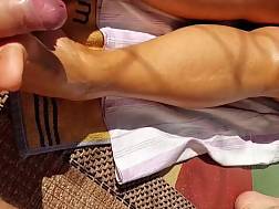 closeup outdoor footjob