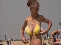 blonde huge tits beach