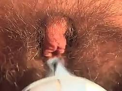 close toying hairy twat