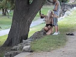 teasing blond sucks pecker