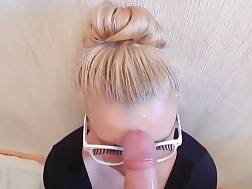 girl glasses eating prick