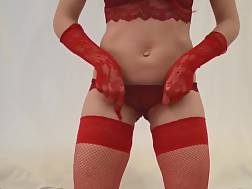 red-haired girlie stockings enjoys