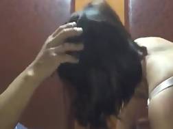 brunette bends dick sucking