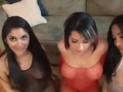 three sexy blowing cock