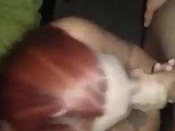 curvy redheaded blowing facial