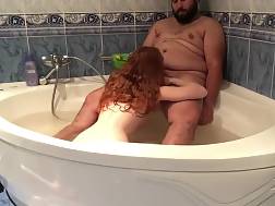 fat banging brunette bathtub