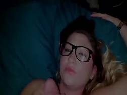 boobed girlfriend glasses sucking