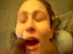 mature takes sperm facial