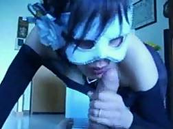 masked wifey teases blowjob