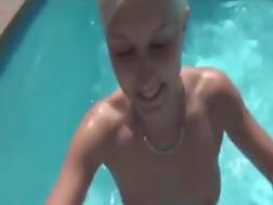 blond sucks fucks pool