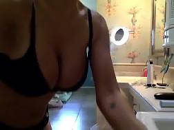boobed brunette mom playing