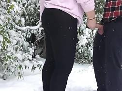 gf fucking outdoors snow