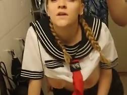 schoolgirl creampied bathroom