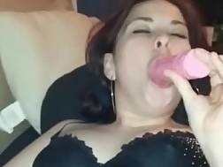 wife using pink dildo