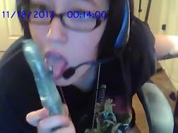 sucking dildo playing pussy