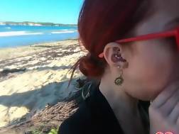redhead outdoors deepthroating