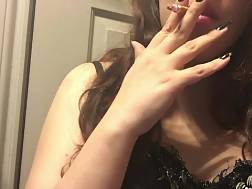 brunette teen smoking long