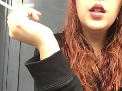 redhead teen smoking bra