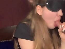 petite blindfolded babe sucks