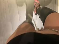 pov black heels leather