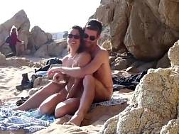 couple caught public beach