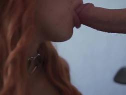 redhaired stockings jizz mouth
