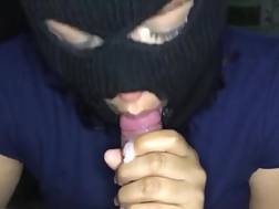 masked blowjob cumshot