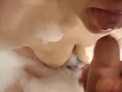 handjob sperm mouth bathtub