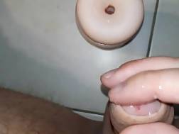 wanking cock anal bathroom
