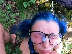 nerdy glasses banged outdoor
