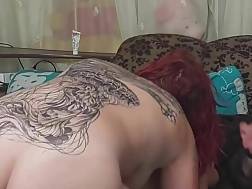 redhaired tattoo bangs cums