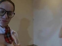 nerdy schoolgirl sucks prick