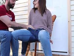 squirting outside jeans watching