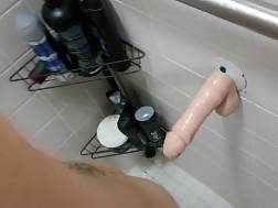 masturbates anal dildo shower