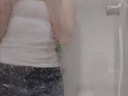 teenager shower wearing denim