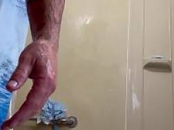 washing stroking cock shower