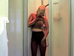 young pantyhose nylon shower