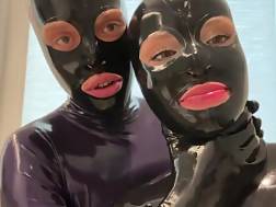 couple latex wife bj