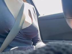 big tits car ride