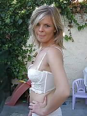 mature white dress flashing