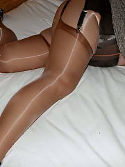 shiny pantyhose brown stockings